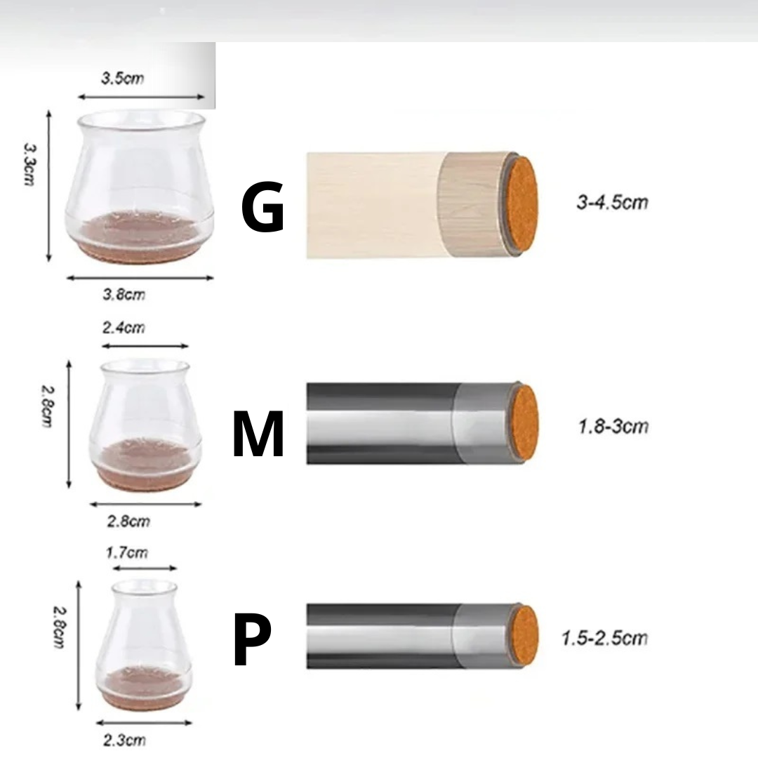 Kit Protetor de Silicone para Pés de Mesa e Cadeira