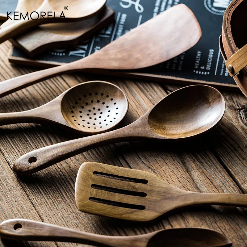 Kit Colher De Madeira  Utensílios De Cozinha 7 Peças - Pague 4  leve 3 de Brinde